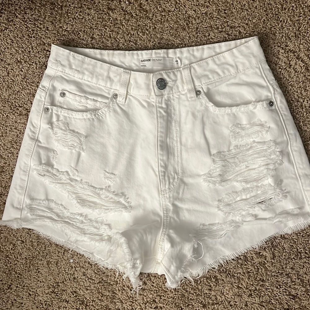 Garage ripped denim shorts